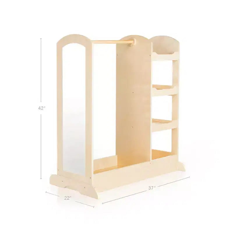 Centre de rangement avec miroir pour déguisements d'enfants – Gris / Lavande / Naturel / Rose / Blanc – 1 enfant