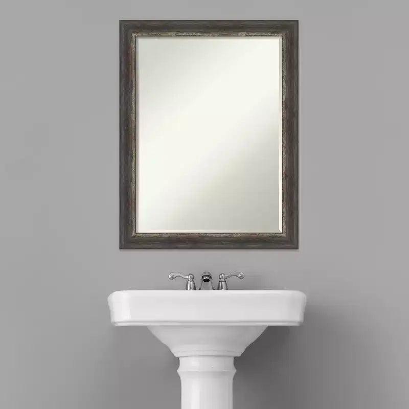 Miroir Mural Rectangulaire à Cadre Étroit Texture Écorce Noir/Gris/Bronze – 1 Personne