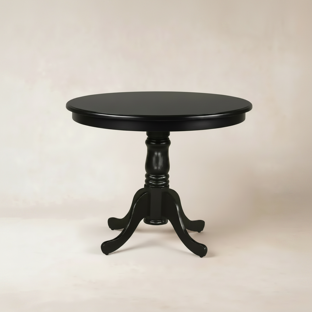 Table à manger ronde en bois noir